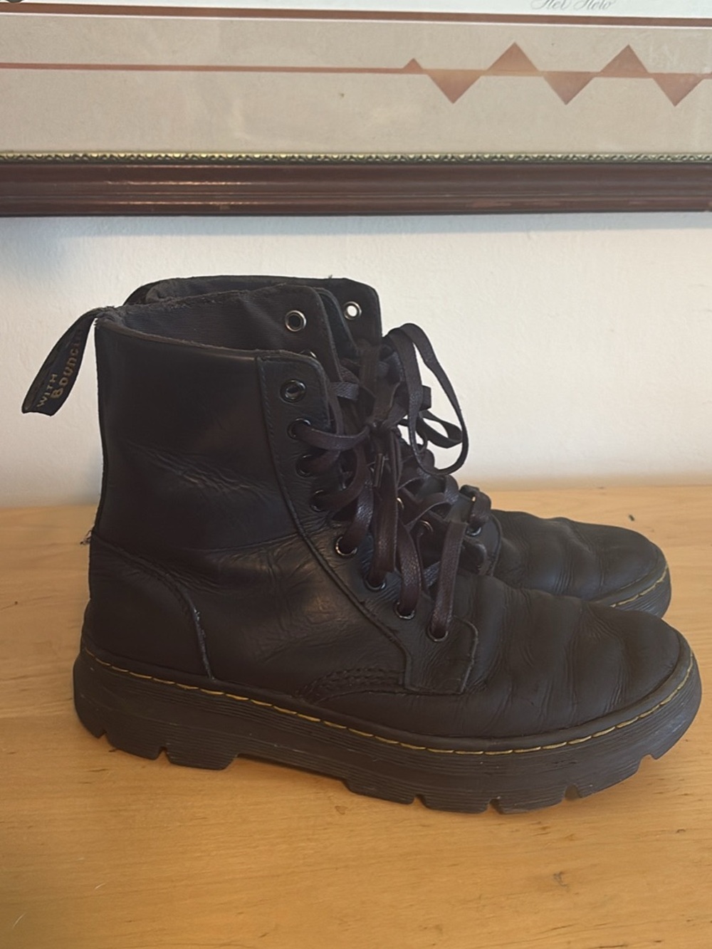 Dr. Martens Combs Leather Combat Boots Women's 8 EU 39 Black